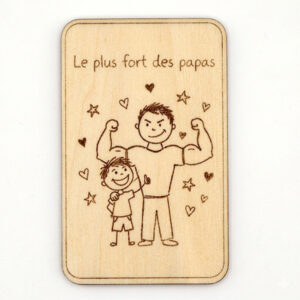 magnet cadeau fête des pères personnalisé avec le dessin de votre enfant par gravure laser cadeau à offrir petit prix
