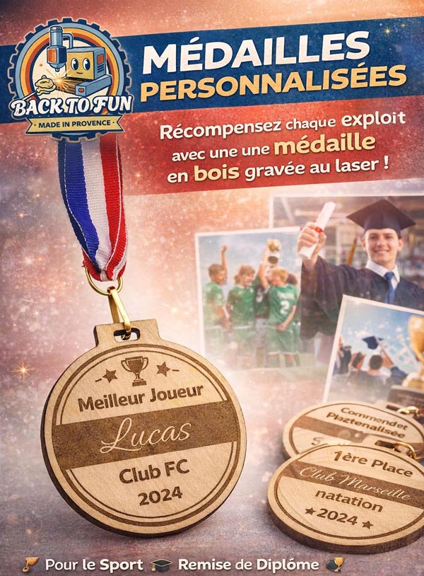 Gravure laser pour clubs de sport : médailles, trophées, récompenses et goodies personnalisés