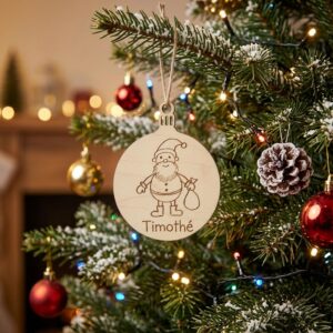 Boule de Noël personnalisée avec le dessin de votre enfant