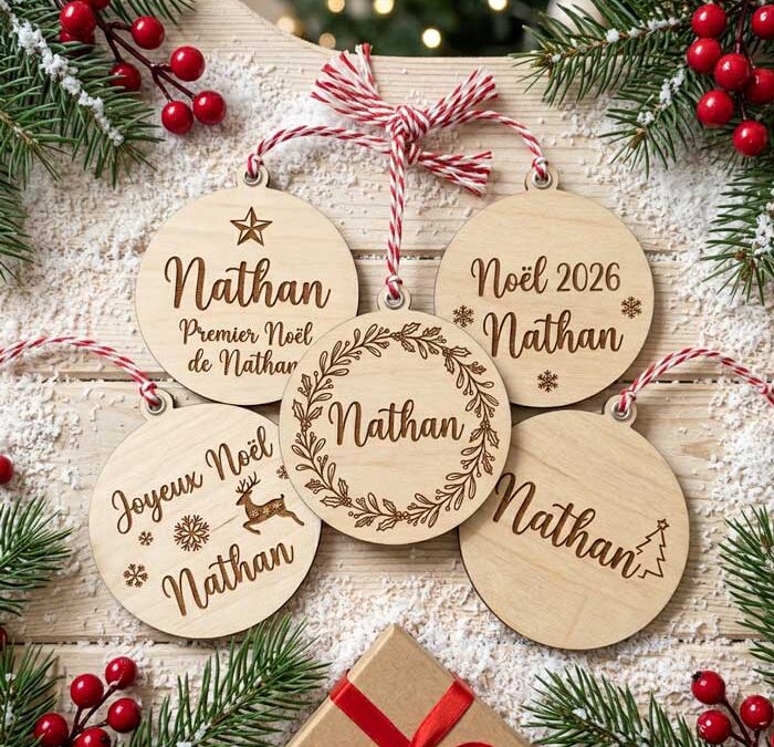 Décoration de Noël personnalisée en bois | Gravure laser
