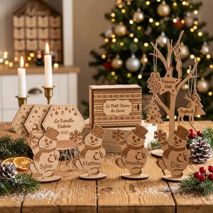 Cadeaux de Noël personnalisés en bois